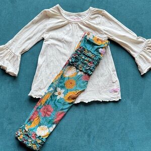 Rufflebutts Floral Ruffle Kids Top and Legging Set